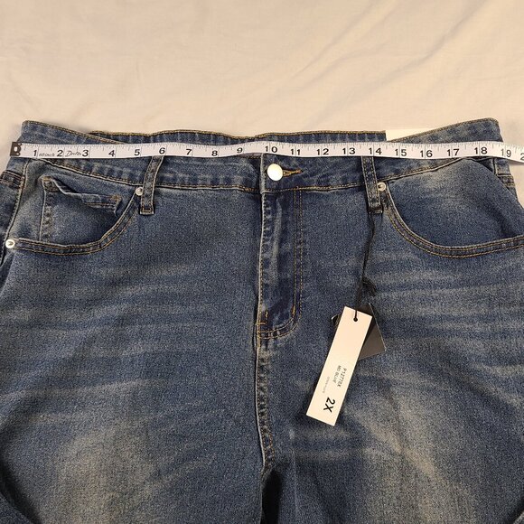 Kreamy Women's 2X Pants Flared Leg Opening Jeans Blue - Picture 10 of 10